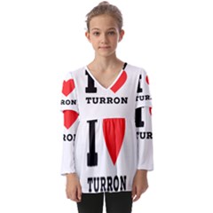 I Love Turron  Kids  V Neck Casual Top by ilovewhateva