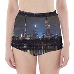 New York Night Central Park Skyscrapers Skyline High-waisted Bikini Bottoms by Cowasu