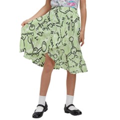 Multicolored Chemical Bond Illustration Chemistry Formula Science Kids  Ruffle Flared Wrap Midi Skirt by Cowasu