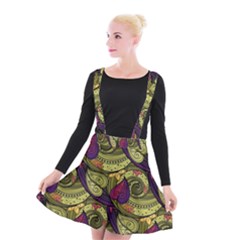 Pattern Vector Texture Style Garden Drawn Hand Floral Suspender Skater Skirt by Cowasu