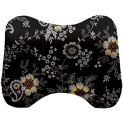 White And Yellow Floral And Paisley Illustration Background Head Support Cushion by Cowasu
