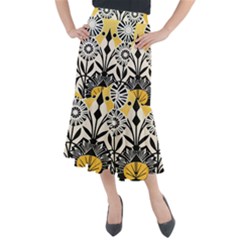 Flowers Pattern Midi Mermaid Skirt by danenraven