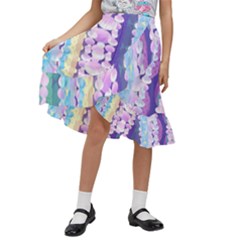 Background Graphic Beautiful Wallpaper Art Kids  Ruffle Flared Wrap Midi Skirt by danenraven