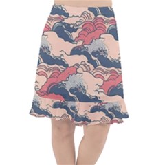 Waves Ocean Sea Water Pattern Rough Seas Fishtail Chiffon Skirt by danenraven