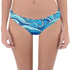 Pattern Ocean Waves Blue Nature Sea Abstract Reversible Hipster Bikini Bottoms by danenraven