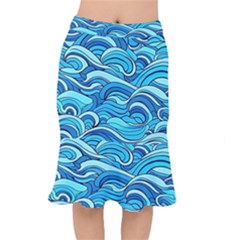 Pattern Ocean Waves Blue Nature Sea Abstract Short Mermaid Skirt by danenraven