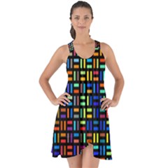 Geometric Colorful Square Rectangle Show Some Back Chiffon Dress by Bangk1t