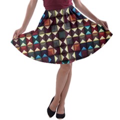 Symmetry Geometric Pattern Texture A-line Skater Skirt by Bangk1t
