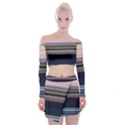 Horizontal Line Strokes Color Lines Off Shoulder Top with Mini Skirt Set View1