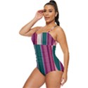 Vertical Line Color Lines Texture Retro Full Coverage Swimsuit View2