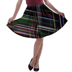 False Prismatic Black Background A-line Skater Skirt by Bangk1t