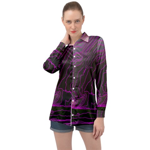 Pink Storm Pink Lightning Long Sleeve Satin Shirt by Bangk1t