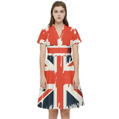 Union Jack England Uk United Kingdom London Short Sleeve Waist Detail Dress by Bangk1t