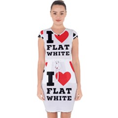 I Love Flat White Capsleeve Drawstring Dress  by ilovewhateva