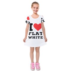 I Love Flat White Kids  Short Sleeve Velvet Dress by ilovewhateva