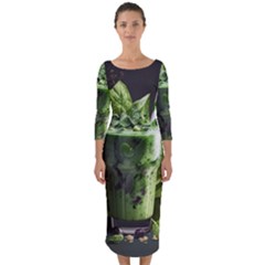 Drink Spinach Smooth Apple Ginger Quarter Sleeve Midi Bodycon Dress by Ndabl3x