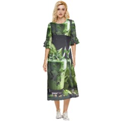 Drink Spinach Smooth Apple Ginger Double Cuff Midi Dress by Ndabl3x