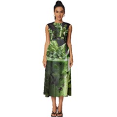 Drink Spinach Smooth Apple Ginger Sleeveless Round Neck Midi Dress by Ndabl3x