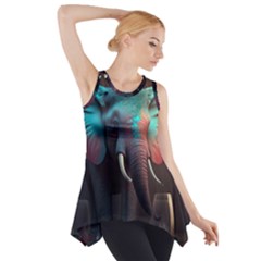 Elephant Tusks Trunk Wildlife Africa Side Drop Tank Tunic by Ndabl3x