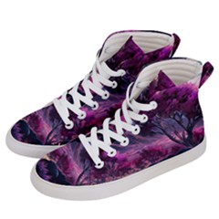 Landscape Painting Purple Tree Men s Hi-top Skate Sneakers by Ndabl3x