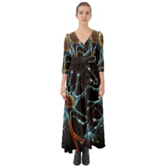 Organism Neon Science Button Up Boho Maxi Dress by Ndabl3x