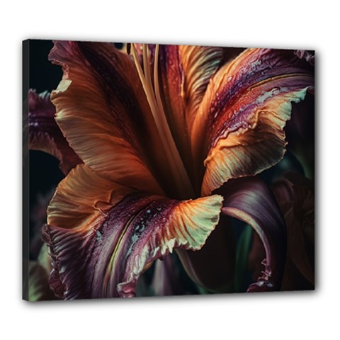 Flower Orange Lilly Canvas 24  X 20  (stretched) by Ndabl3x