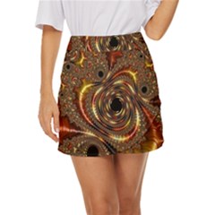 Geometric Art Fractal Abstract Art Mini Front Wrap Skirt by Ndabl3x