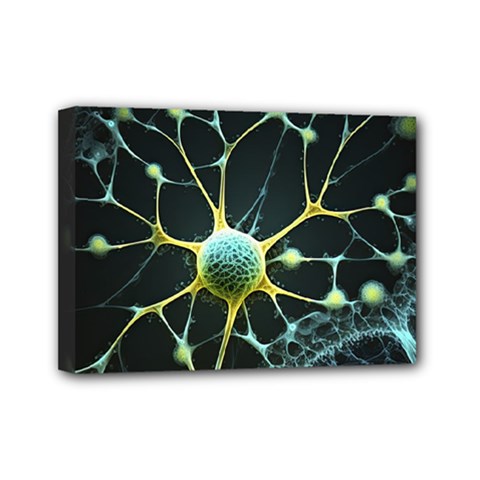 Neuron Network Mini Canvas 7  X 5  (stretched) by Ndabl3x