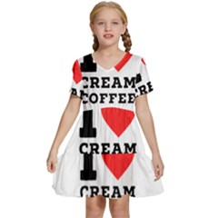 I Love Cream Coffee Kids  Short Sleeve Tiered Mini Dress by ilovewhateva