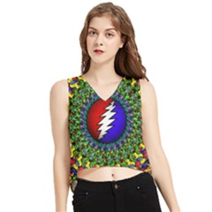 Grateful Dead Pattern V-neck Cropped Tank Top by Wav3s