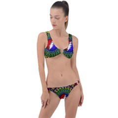 Grateful Dead Pattern Ring Detail Crop Bikini Set by Wav3s