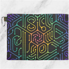 Circuit Hexagonal Geometric Pattern Background Pattern Canvas Cosmetic Bag (xxxl) by Wav3s