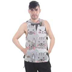 Cute Cats Seamless Pattern Men s Sleeveless Hoodie by Wav3s