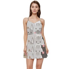 Cute Cats Seamless Pattern Short Frill Dress by Wav3s