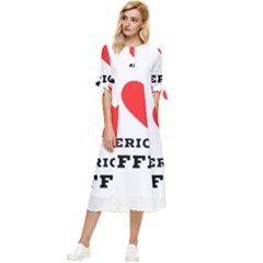 I Love American Coffee Bow Sleeve Chiffon Midi Dress by ilovewhateva