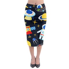 Space Seamless Pattern Midi Pencil Skirt by Wav3s