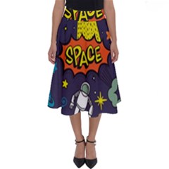 Vector Flat Space Design Background With Text Perfect Length Midi Skirt by Wav3s