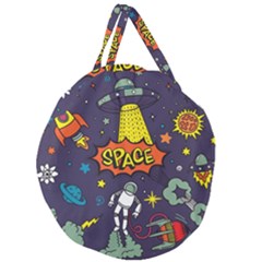 Vector Flat Space Design Background With Text Giant Round Zipper Tote by Wav3s