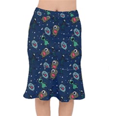 Monster-alien-pattern-seamless-background Short Mermaid Skirt by Wav3s