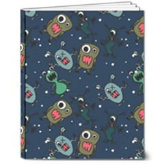 Monster-alien-pattern-seamless-background 8  X 10  Hardcover Notebook by Wav3s