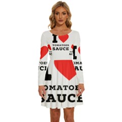 I Love Tomatoes Sauce Long Sleeve Wide Neck Velvet Dress by ilovewhateva