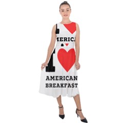 I Love American Breakfast Midi Tie-back Chiffon Dress by ilovewhateva