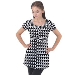 Optical Illusion Black Puff Sleeve Tunic Top by Ndabl3x