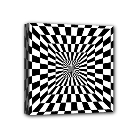 Optical Illusion Chessboard Tunnel Mini Canvas 4  X 4  (stretched) by Ndabl3x