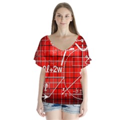 Geometry Mathematics Cube V-neck Flutter Sleeve Top by Ndabl3x