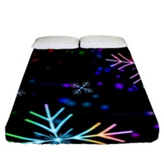 Snowflakes Snow Winter Christmas Fitted Sheet (queen Size) by Ndabl3x