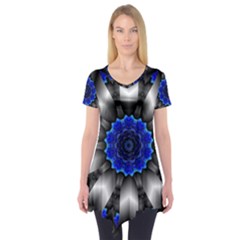 Kaleidoscope Abstract Round Short Sleeve Tunic  by Ndabl3x