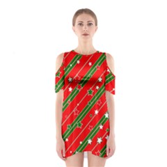 Christmas Paper Star Texture Shoulder Cutout One Piece Dress by Ndabl3x