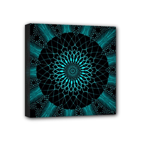 Ornament District Turquoise Mini Canvas 4  X 4  (stretched) by Ndabl3x