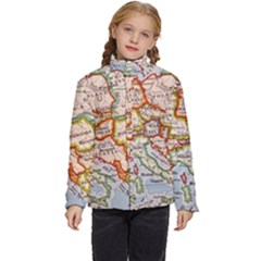 Map Europe Globe Countries States Kids  Puffer Bubble Jacket Coat by Ndabl3x